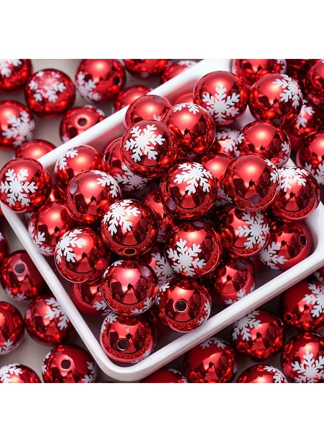 6pcs Red White Floral Acrylic Beads For Jewelry Making Christmas Decorations - Image 2